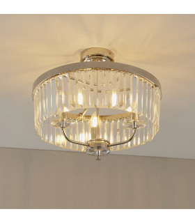 Ascoli 3 Light Ceiling Semi Flush Bright Nickel Plate & Clear Cut Glass-2