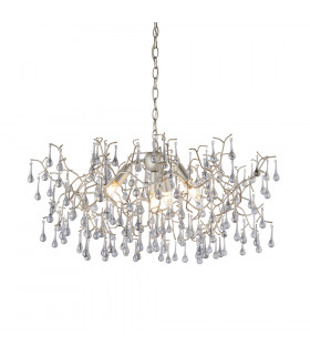 Rimini 4 Light Ceiling Pendant Aged Silver Paint & Smokey Grey Tinted Glass-1