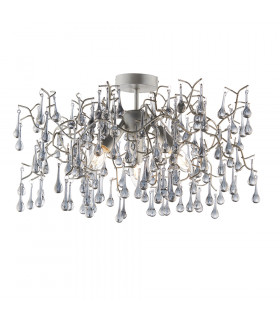 Rimini 3 Light Ceiling Semi Flush Aged Silver Paint & Smokey Grey Tinted Glass-1