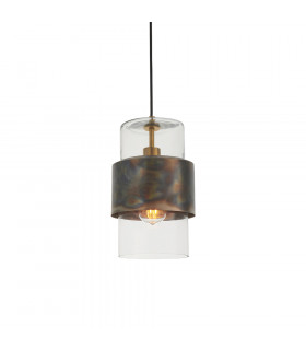 Palermo Pendant Ceiling Light Bronze Patina Plate & Clear Glass-1