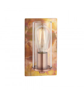 Palermo Wall Lamp Copper Patina Plate & Clear Glass-1