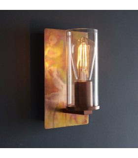 Palermo Wall Lamp Copper Patina Plate & Clear Glass-2