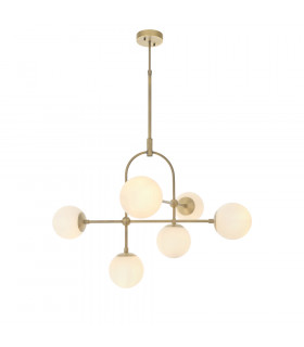 Cosenza 6 Light Ceiling Semi Flush Matt Antique Brass Plate & Opal Glass-1