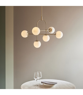 Cosenza 6 Light Ceiling Semi Flush Matt Antique Brass Plate & Opal Glass-2