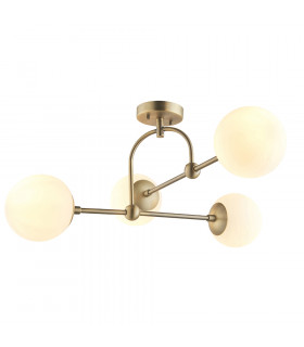 Cosenza 4 Light Ceiling Semi Flush Matt Antique Brass Plate & Opal Glass-1