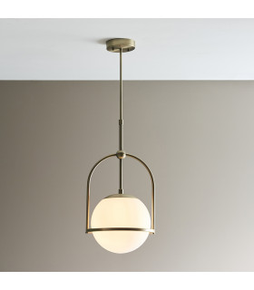 Cosenza Pendant Ceiling Light Matt Antique Brass Plate & Opal Glass-2