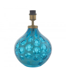 Vibo Table Lamp Teal Artisan Glass & Matt Antique Brass Plate-1