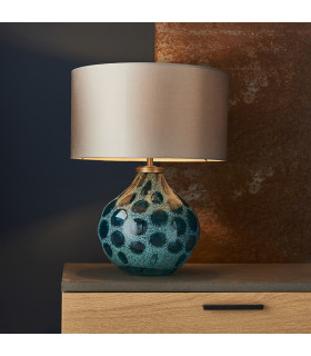 Vibo Table Lamp Teal Artisan Glass & Matt Antique Brass Plate-2