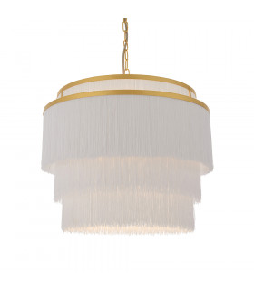 Varese 3 Light Ceiling Pendant Matt Gold Paint & White Tassels-1