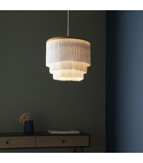Varese Pendant Ceiling Light Matt Gold Paint & White Tassels-2
