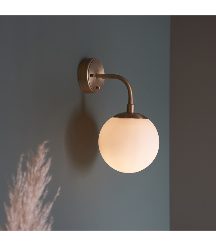 Cosenza Wall Lamp Matt Antique Brass Plate & Opal Glass-3