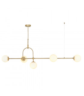 Cosenza 5 Light Ceiling Pendant Matt Antique Brass Plate & Opal Glass-1