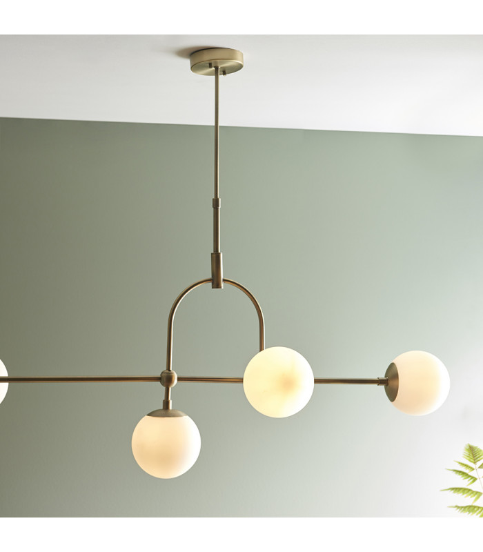 Cosenza 5 Light Ceiling Pendant Matt Antique Brass Plate & Opal Glass-4