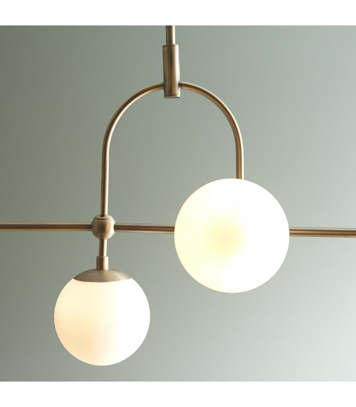 Cosenza 5 Light Ceiling Pendant Matt Antique Brass Plate & Opal Glass-5