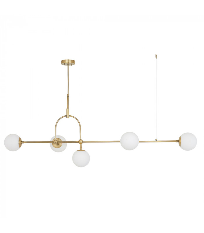 Cosenza 5 Light Ceiling Pendant Matt Antique Brass Plate & Opal Glass-6