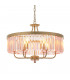 Ascoli 6 Light Ceiling Pendant Champagne Paint & Rose Pink Cut Glass-1