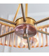Ascoli 6 Light Ceiling Pendant Champagne Paint & Rose Pink Cut Glass-7