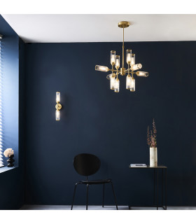 Trieste 12 Light Ceiling Pendant Satin Brass Plate With Clear & Frosted Glass-2