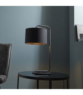 Carrara Table Lamp Satin Black Paint & Black Fabric-2