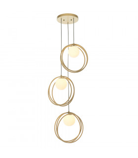 Bergamo 3 Light Ceiling Pendant Brushed Gold Paint & Gloss Opal Glass-1