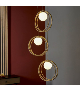 Bergamo 3 Light Ceiling Pendant Brushed Gold Paint & Gloss Opal Glass-2