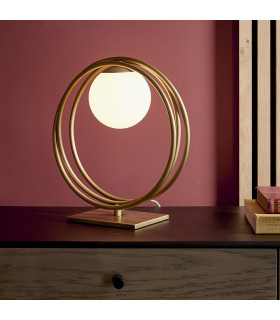 Bergamo Table Lamp Brushed Gold Paint & Gloss Opal Glass-2
