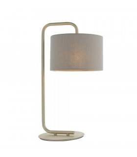 Carrara Table Lamp Satin Champagne Paint & Slate Grey Fabric-1
