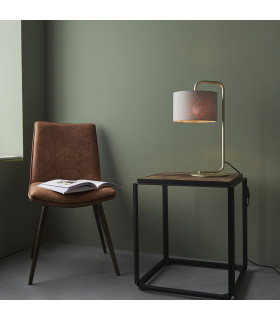 Carrara Table Lamp Satin Champagne Paint & Slate Grey Fabric-2