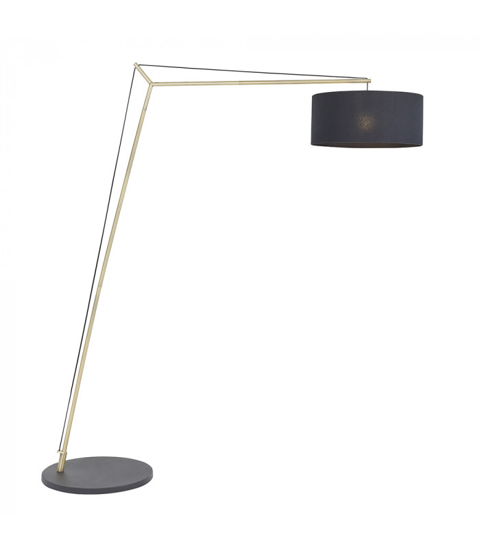 Ravenna Floor Lamp Matt Brass Plate & Black Cotton Fabric-1