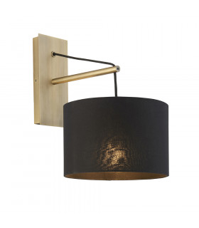 Ravenna Wall Lamp Matt Brass Plate & Black Cotton Fabric-1