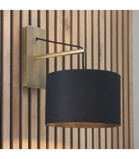 Ravenna Wall Lamp Matt Brass Plate & Black Cotton Fabric-2