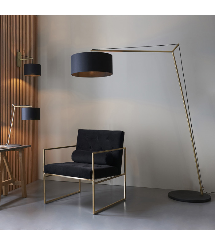 Ravenna Wall Lamp Matt Brass Plate & Black Cotton Fabric-4