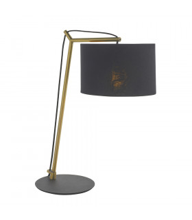 Ravenna Table Lamp Matt Brass Plate & Black Cotton Fabric-1