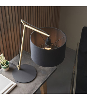 Ravenna Table Lamp Matt Brass Plate & Black Cotton Fabric-2