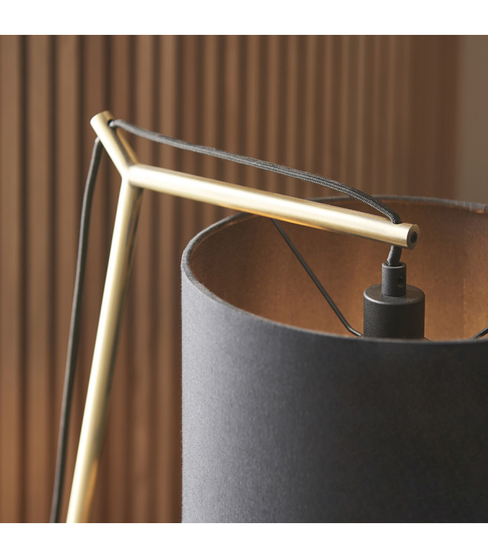 Ravenna Table Lamp Matt Brass Plate & Black Cotton Fabric-3