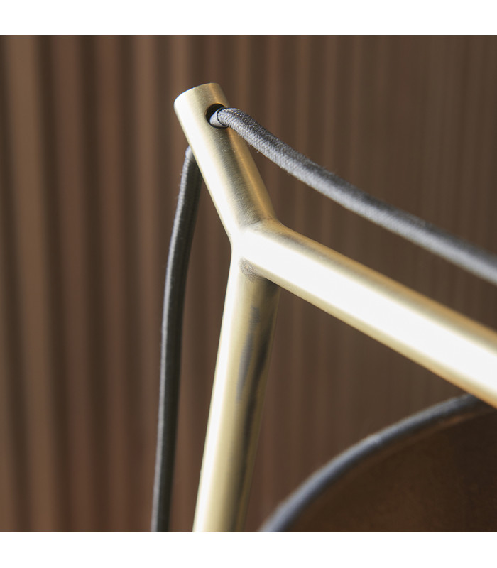 Ravenna Table Lamp Matt Brass Plate & Black Cotton Fabric-4
