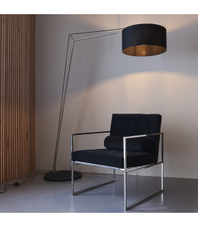 Ravenna Floor Lamp Matt Nickel Plate & Black Cotton Fabric-2