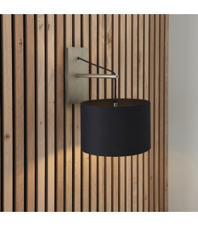 Ravenna Wall Lamp Matt Nickel Plate & Black Cotton Fabric-2