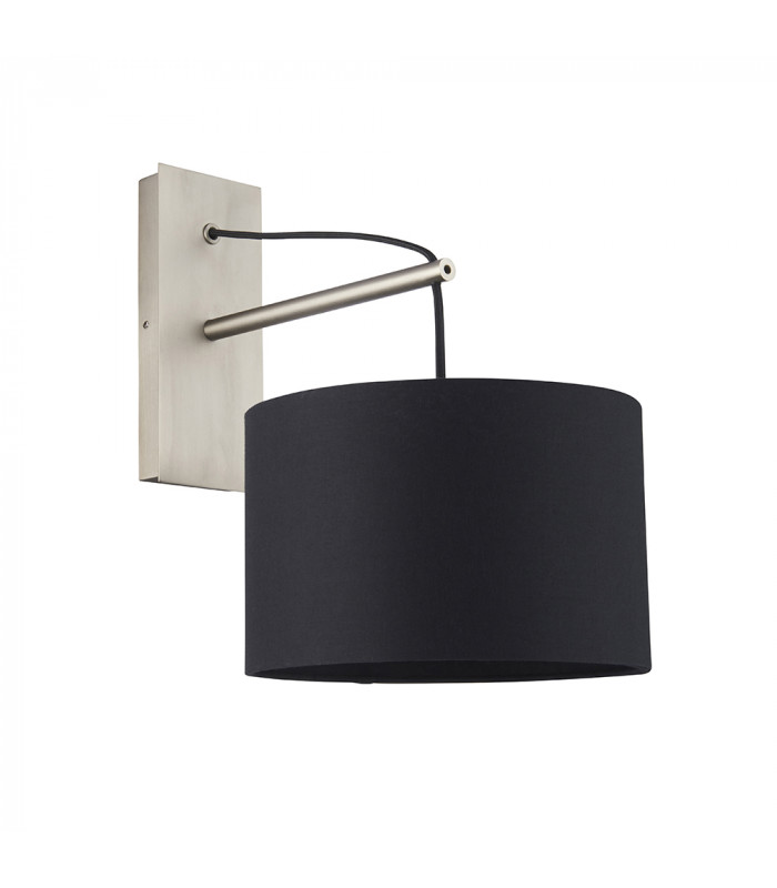 Ravenna Wall Lamp Matt Nickel Plate & Black Cotton Fabric-5