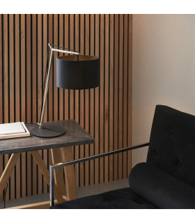 Ravenna Table Lamp Matt Nickel Plate & Black Cotton Fabric-2