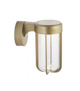 Benevento Outdoor Integrated LED Wall Lamp Brushed Gold Finish & Clear Glass IP44-1