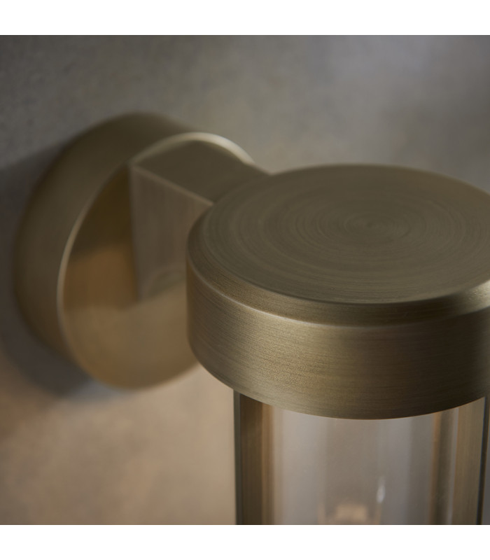 Benevento Outdoor Integrated LED Wall Lamp Brushed Gold Finish & Clear Glass IP44-5