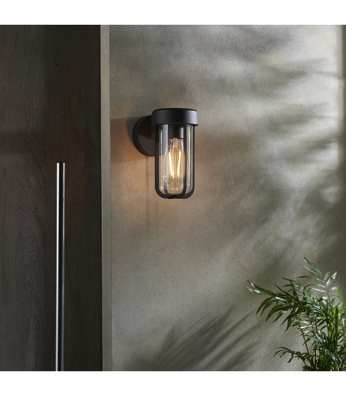 Benevento Outdoor Wall Lamp Matt Black Finish & Clear Glass IP44-3