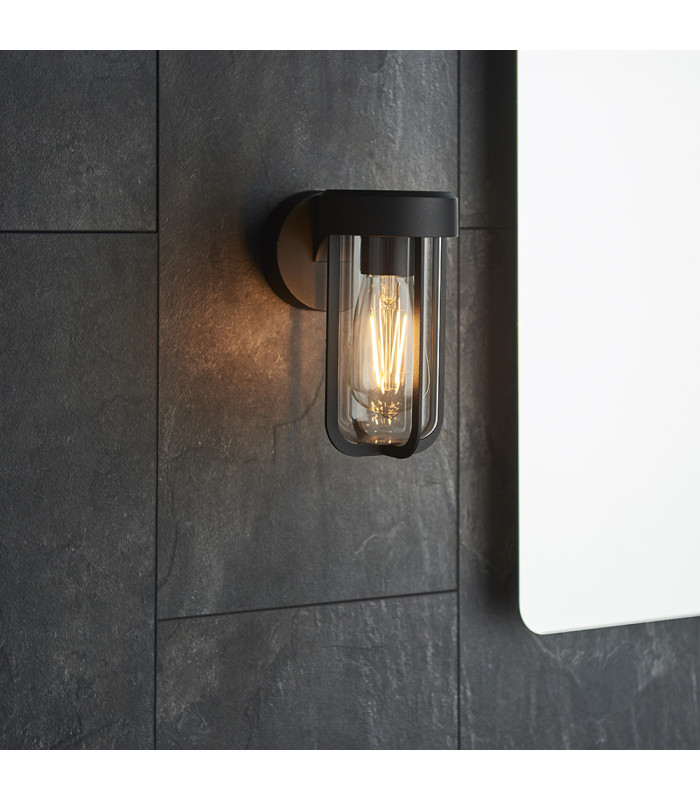 Benevento Outdoor Wall Lamp Matt Black Finish & Clear Glass IP44-6