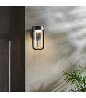 Benevento Outdoor Integrated LED Wall Lamp Matt Black Finish & Clear Glass IP44-2