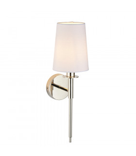 Florence Wall Lamp Bright Nickel Plate & Vintage White Fabric-1