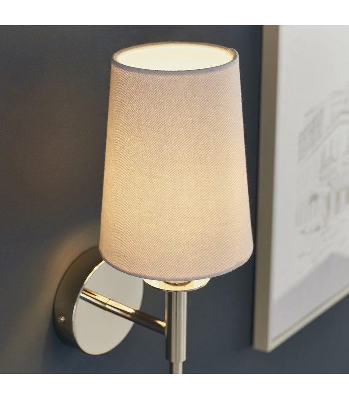 Florence Wall Lamp Bright Nickel Plate & Vintage White Fabric-5