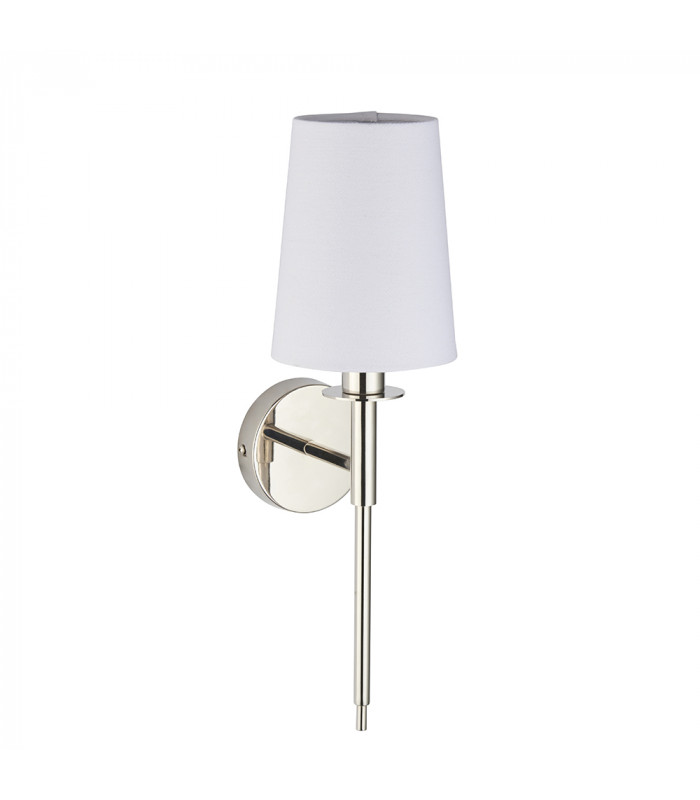 Florence Wall Lamp Bright Nickel Plate & Vintage White Fabric-8