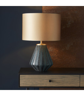 Courmayeur Table Lamp Turquoise Tinted Glass & Gold Satin Fabric-2