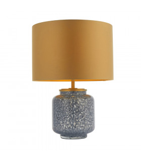 Courmayeur Table Lamp Cobalt Glass & Gold Satin Fabric-1